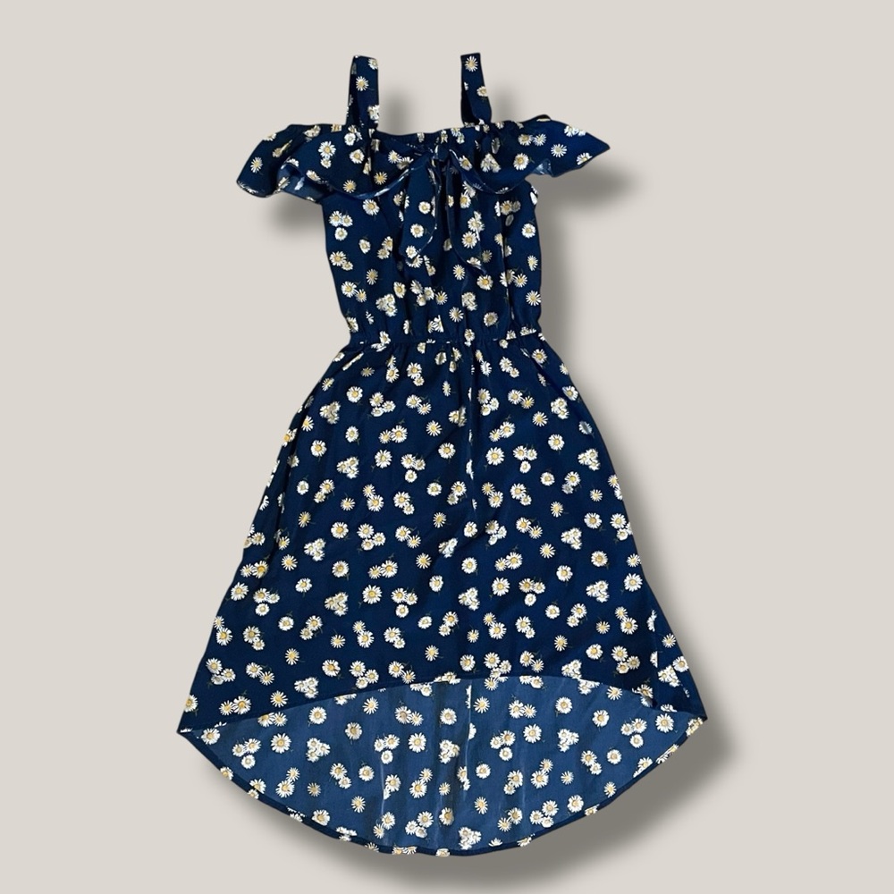 Lily Bleu Navy Blue Whit & Yellow Daisy Kids Dress